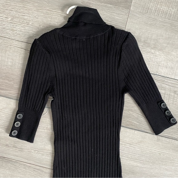 Long Black Turtle Neck 3/4 Sleeve Dress - Picture 12 of 12